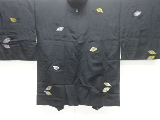 JAPANESE HAORI COAT / WOVEN LEAF / ONE CREST